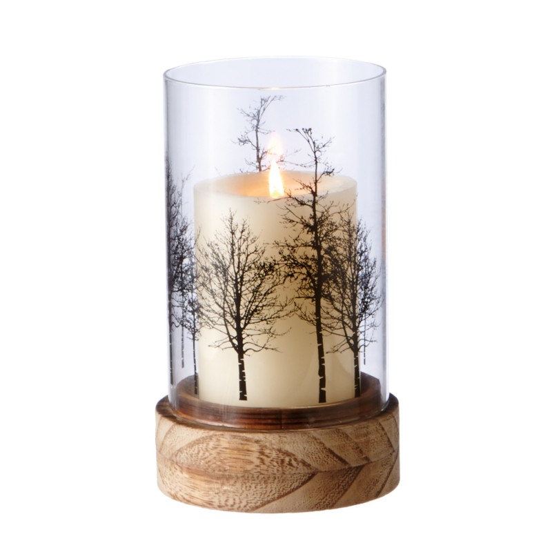 Rustic Glass and Wood Candle Holder